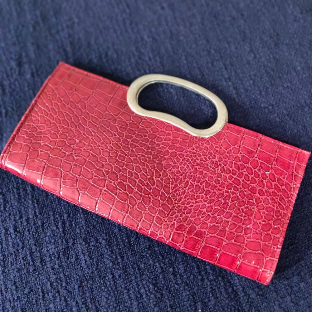 Shiny Red Faux Patent Leather Clutch